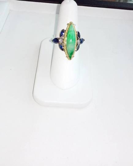 24Kt gold and silver set with jade diamond and sapphire